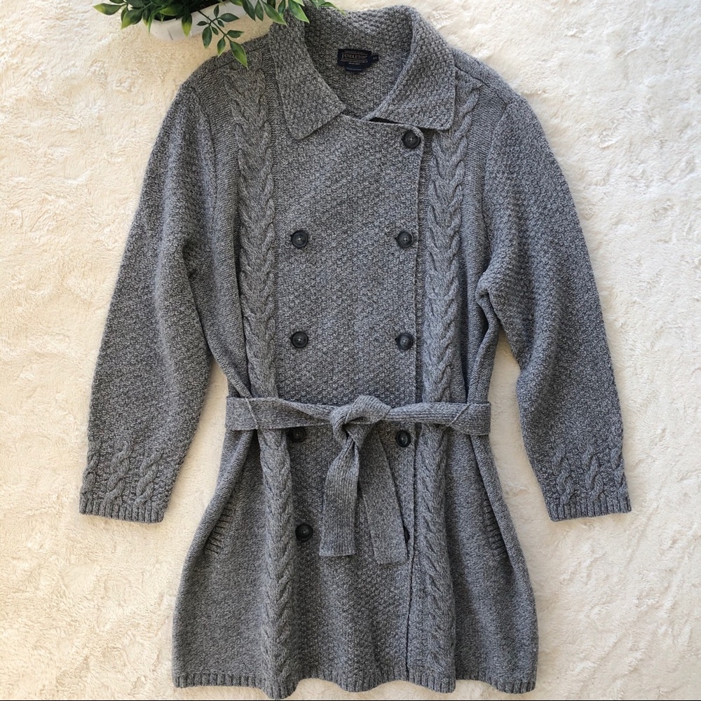 Pendleton Gray Lambs Wool Cardigan Sweater 3X